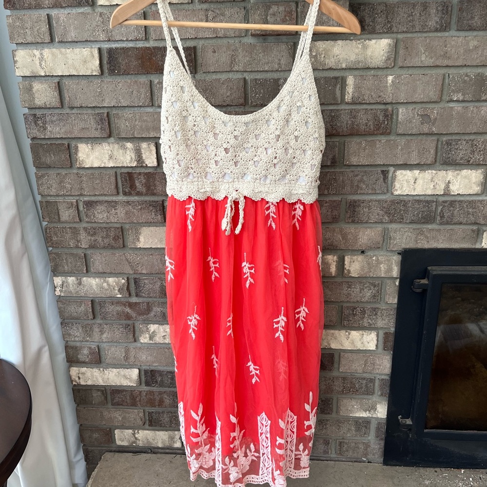 NWT Pink Crochet/Lace Dress M